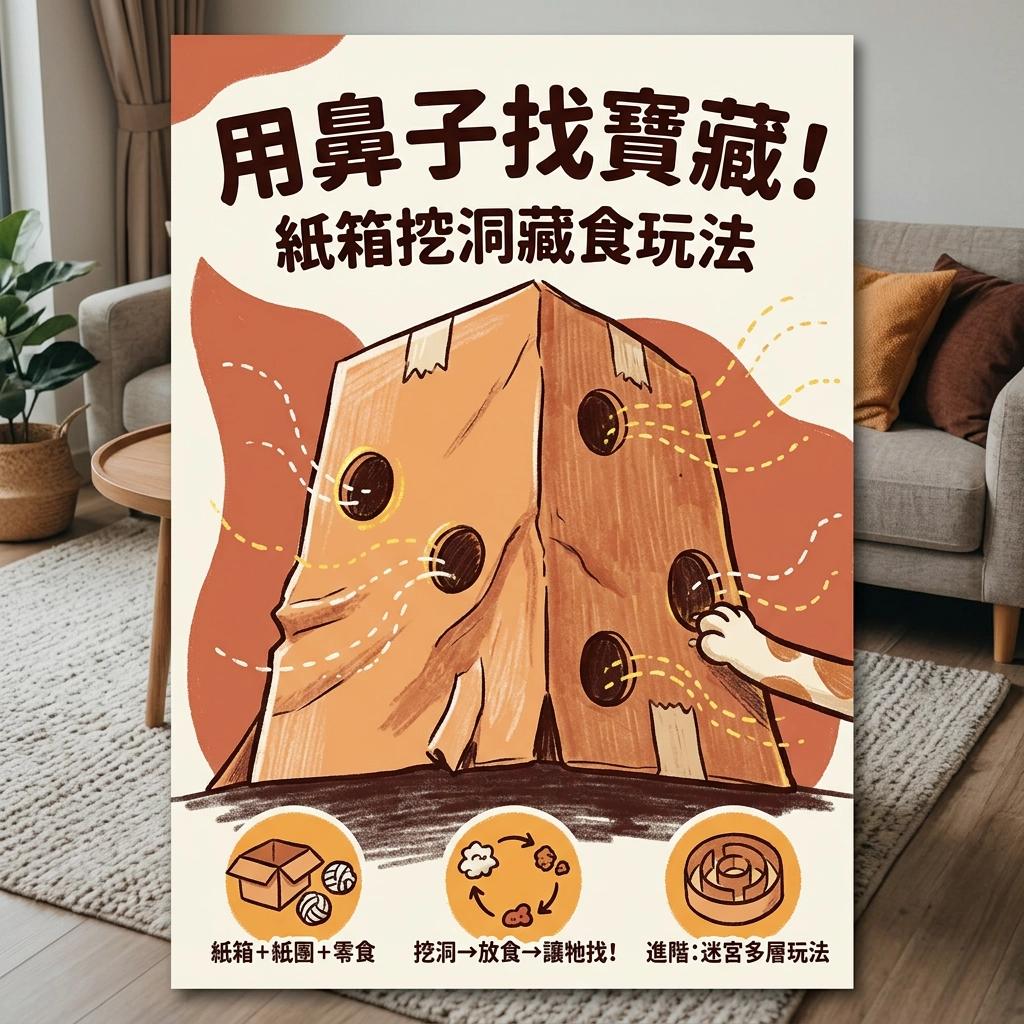 藏食玩具DIY｜紙箱挖洞藏食
