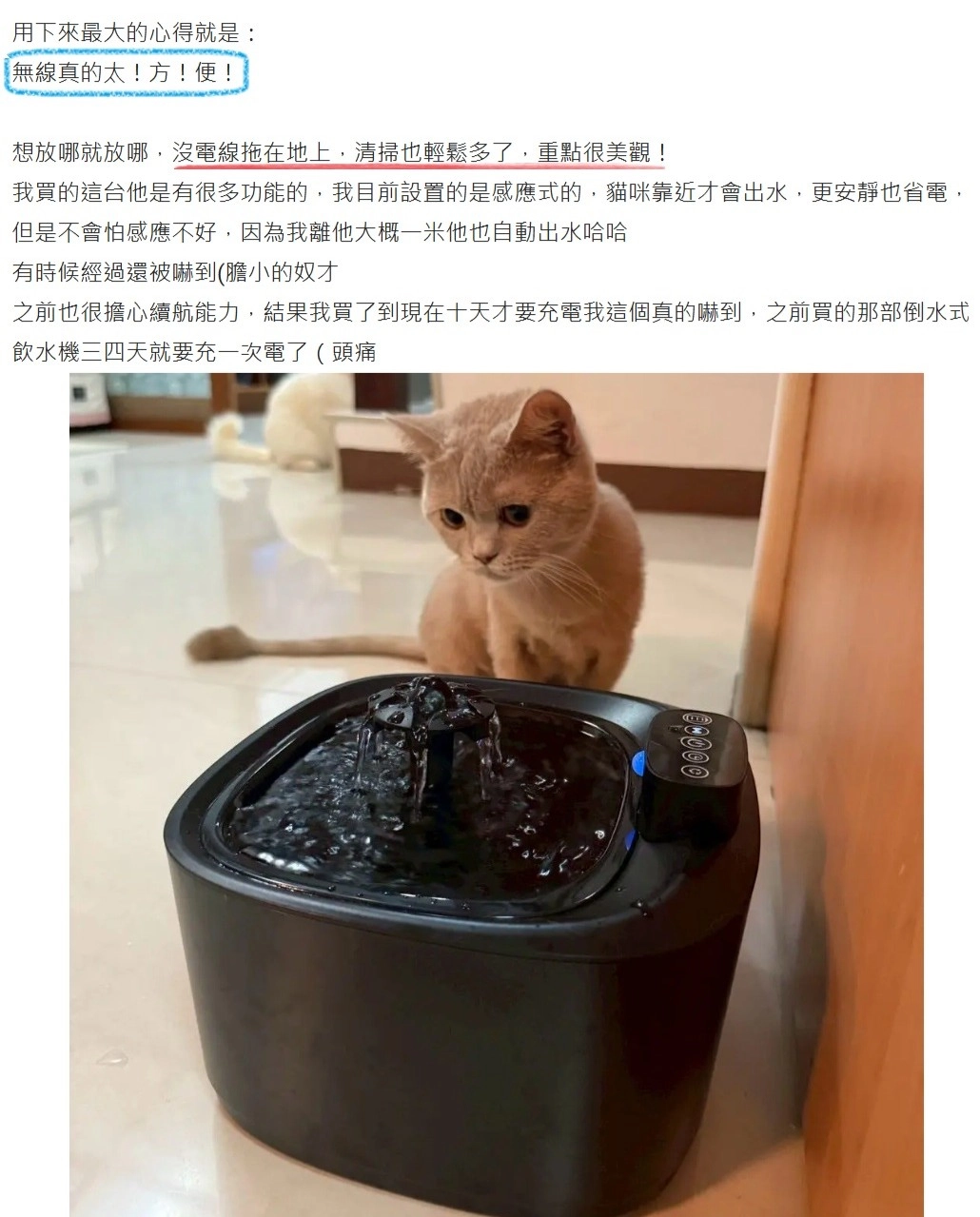 dcard上無線 寵物飲水機 使用者心得