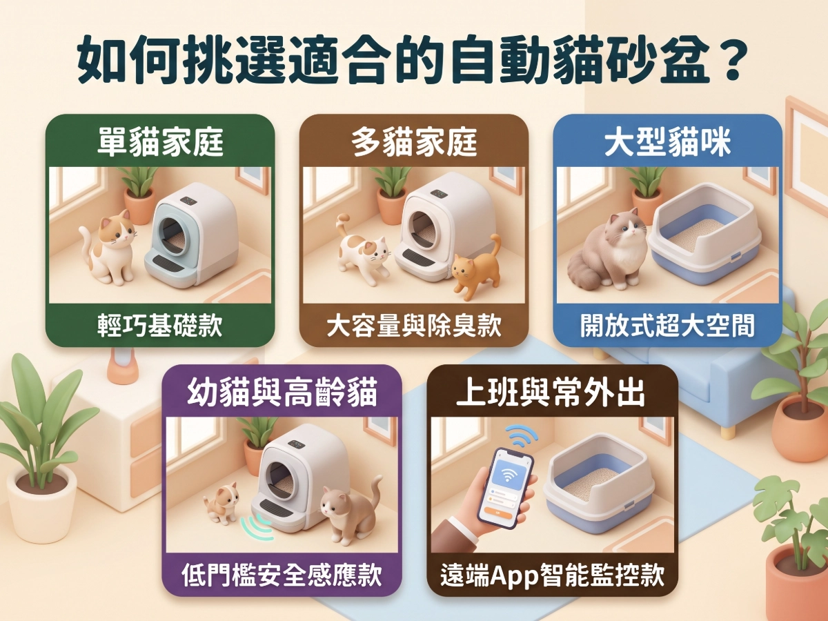 不同養貓情況，適合哪種自動貓砂盆？