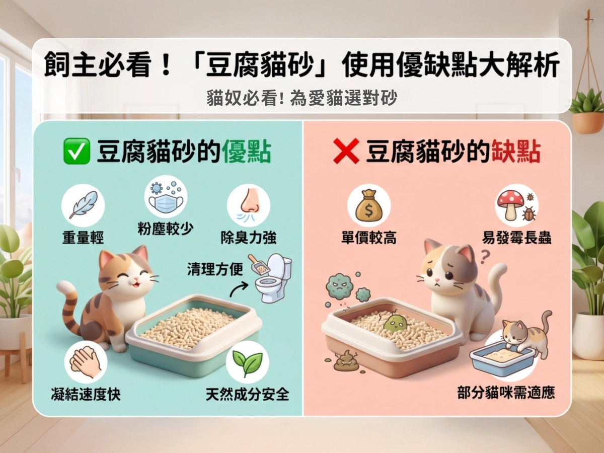 飼主為家貓購買「豆腐貓砂」，使用上有啥優缺點